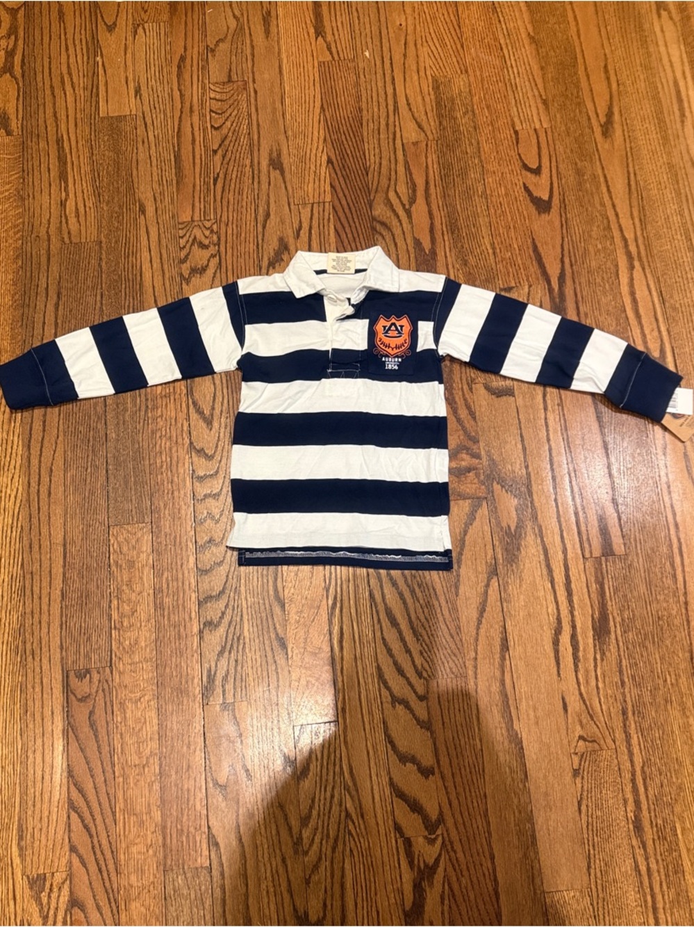 Auburn Long-Sleeve Navy & White Striped Rugby Polo